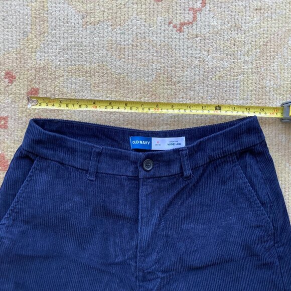 Old Navy High-Waisted Corduroy Wide-Leg Pants, 6 Petite, Navy Blue - Picture 8 of 11
